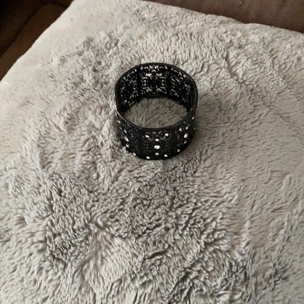 Black bracelet with rhinestones